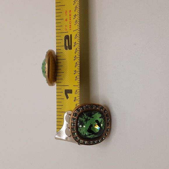 Vintage Givenchy Green Crystal Clip-on Earrings - Picture 9 of 16